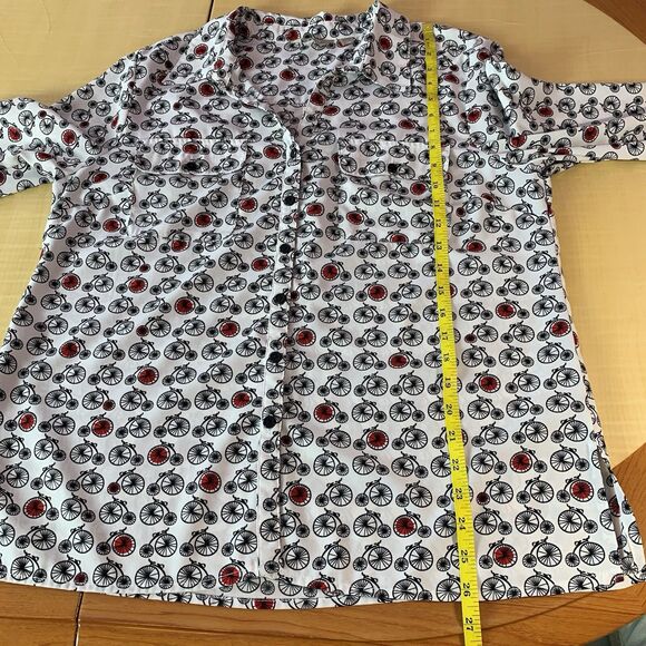 Coral Bay Shirt Blouse Collar Roll-up Long-sleeved pockets Bikes Retro - Picture 16 of 16